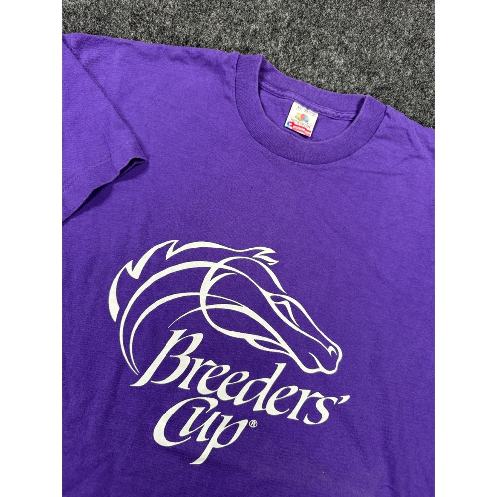 Vintage Breeders' Cup Horse Racing Logo T Shirt Purple XL Single Stitch USA